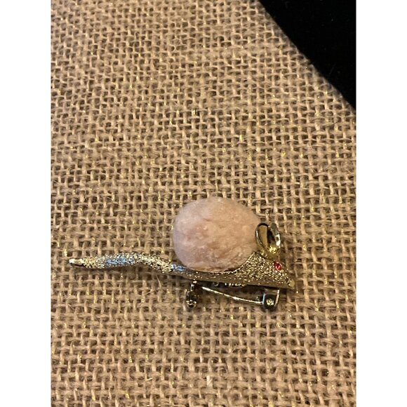 Vintage Mouse Brooch With Faux Fur & Rhinestone Accents - Picture 6 of 12